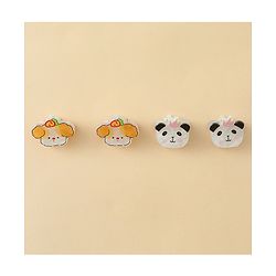Babyhug Hair Clip with Panda & Puppy  Applique Pack of 4 -  Multicolor