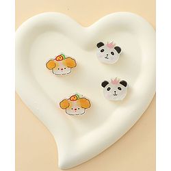 Babyhug Hair Clip with Panda & Puppy  Applique Pack of 4 -  Multicolor