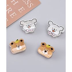 Babyhug Hair Clips with Bear & Puppy Applique Pack of 2 - white & Brown