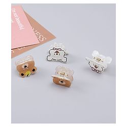 Babyhug Hair Clips with Bear & Puppy Applique Pack of 2 - white & Brown