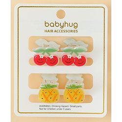 Babyhug Hair Clips with Fruit Applique Pack of 2 - Red & Yellow