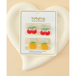 Babyhug Hair Clips with Fruit Applique Pack of 2 - Red & Yellow