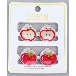 Babyhug Hair Clips with Fruit Applique Pack of 2 -  Red & White
