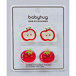 Babyhug Hair Clips with Fruit Applique Pack of 2 -  Red & White