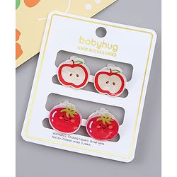 Babyhug Hair Clips with Fruit Applique Pack of 2 -  Red & White