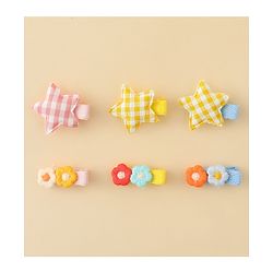 Babyhug Hair Clips with Star & Floral Applique Pack of 6 - Blue Pink