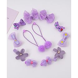 Babyhug Hair Accessories Combo Sets   With Floral Applique Free Size Pack of 6 - Purple