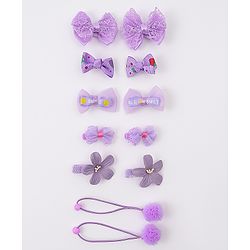 Babyhug Hair Accessories Combo Sets   With Floral Applique Free Size Pack of 6 - Purple