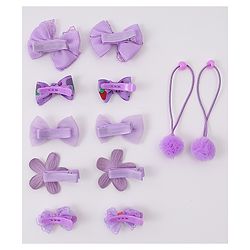 Babyhug Hair Accessories Combo Sets   With Floral Applique Free Size Pack of 6 - Purple