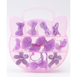 Babyhug Hair Accessories Combo Sets   With Floral Applique Free Size Pack of 6 - Purple