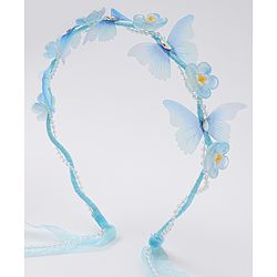 Babyhug Free Size Hair Band With Floral Applique With String - Blue