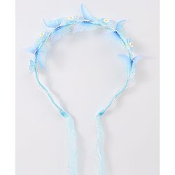 Babyhug Free Size Hair Band With Floral Applique With String - Blue