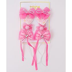 Babyhug Hair Clips with Bow, Floral and Heart Applique Pack of 8 - Pink