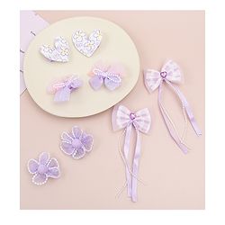 Babyhug Hair Clips with Bow, Floral and Heart Applique Pack of 8 - Pink