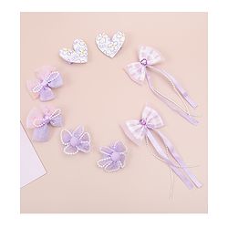Babyhug Hair Clips with Bow, Floral and Heart Applique Pack of 8 - Pink