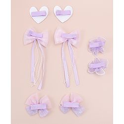 Babyhug Hair Clips with Bow, Floral and Heart Applique Pack of 8 - Pink