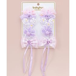 Babyhug Hair Clips with Bow, Floral and Heart Applique Pack of 8 - Pink