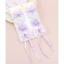 Babyhug Hair Clips with Bow, Floral and Heart Applique Pack of 8 - Pink