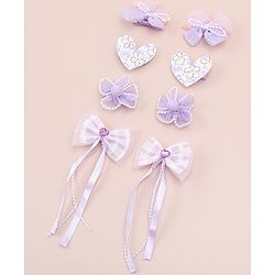 Babyhug Hair Clips with Bow, Floral and Heart Applique Pack of 8 - Pink