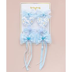 Babyhug Hair Pins And Clips WIth Floral And Hearts Applique  Free Size Pack of 8 - Blue