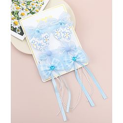Babyhug Hair Pins And Clips WIth Floral And Hearts Applique  Free Size Pack of 8 - Blue