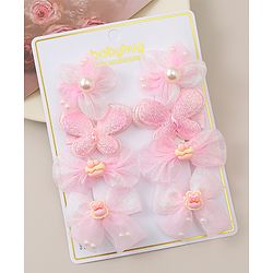 Babyhug Bow, Butterfly and Floral Applique Hair Clips Pack of 8 - Pink