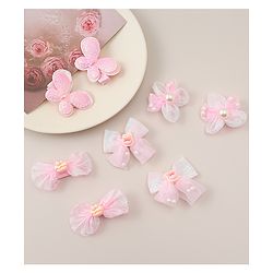 Babyhug Bow, Butterfly and Floral Applique Hair Clips Pack of 8 - Pink