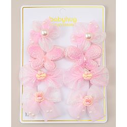 Babyhug Bow, Butterfly and Floral Applique Hair Clips Pack of 8 - Pink