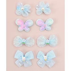 Babyhug Bow, Butterfly and Floral Applique Hair Clips Pack of 8 - Pink