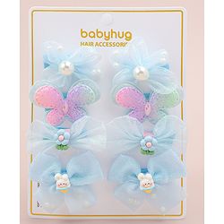 Babyhug Bow, Butterfly and Floral Applique Hair Clips Pack of 8 - Pink