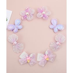 Babyhug Bow, Butterfly and Floral Applique Hair Clips Pack of 8 - Pink
