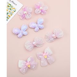 Babyhug Bow, Butterfly and Floral Applique Hair Clips Pack of 8 - Pink