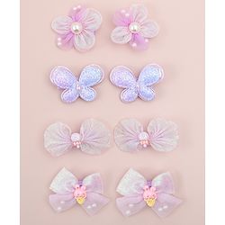 Babyhug Bow, Butterfly and Floral Applique Hair Clips Pack of 8 - Pink