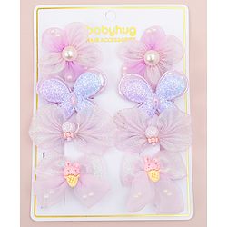 Babyhug Bow, Butterfly and Floral Applique Hair Clips Pack of 8 - Pink