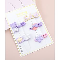 Babyhug Hair Pins And Clips   With Animals And Hearts Applique Free Size Pack of 5 - Purple