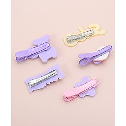Babyhug Hair Pins And Clips   With Animals And Hearts Applique Free Size Pack of 5 - Purple