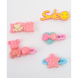 Babyhug Hair Pins And Clips   With Animals And Hearts Applique Free Size Pack of 5 - Purple