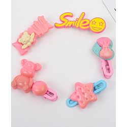 Babyhug Hair Pins And Clips   With Animals And Hearts Applique Free Size Pack of 5 - Purple