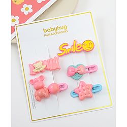 Babyhug Hair Pins And Clips   With Animals And Hearts Applique Free Size Pack of 5 - Purple