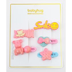 Babyhug Hair Pins And Clips   With Animals And Hearts Applique Free Size Pack of 5 - Purple
