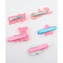 Babyhug Hair Pins And Clips   With Animals And Hearts Applique Free Size Pack of 5 - Purple
