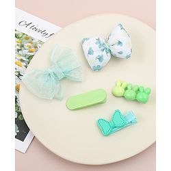Babyhug Bow Hair Clips Pack of 5 - Green