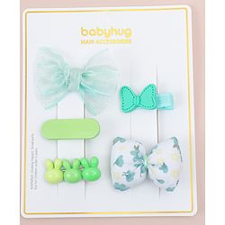 Babyhug Bow Hair Clips Pack of 5 - Green