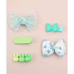 Babyhug Bow Hair Clips Pack of 5 - Green