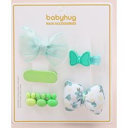 Babyhug Bow Hair Clips Pack of 5 - Green