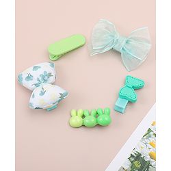 Babyhug Bow Hair Clips Pack of 5 - Green
