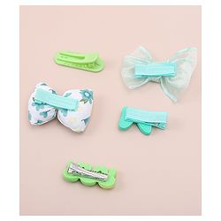 Babyhug Bow Hair Clips Pack of 5 - Green