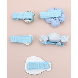 Babyhug Heart, Floral and Candy Applique Hair Clips Pack of 5 - Blue