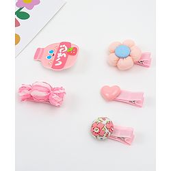 Babyhug Heart, Floral and Candy Applique Hair Clips Pack of 5 - Blue