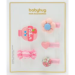 Babyhug Heart, Floral and Candy Applique Hair Clips Pack of 5 - Blue